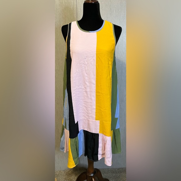 DOLAN Anthropologie Left Coast Audra Drop Waist Colorblock Dress size L - Picture 6 of 16